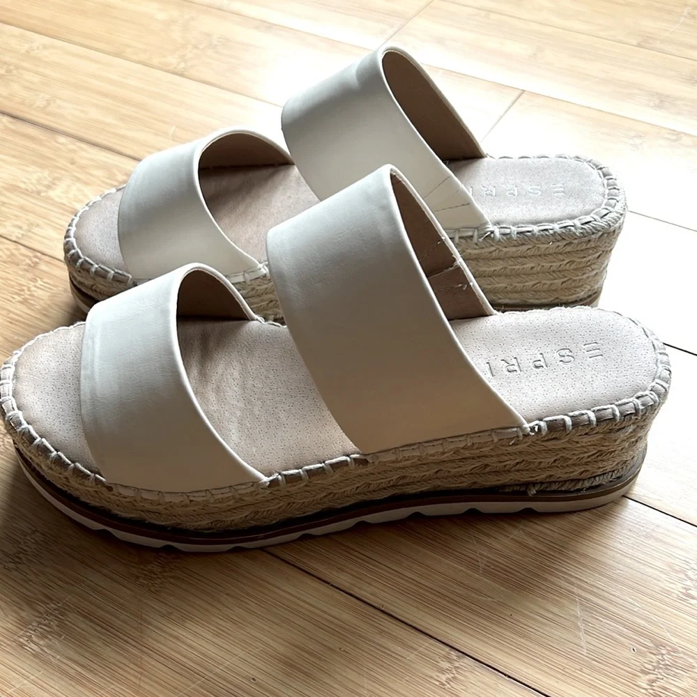 Esprit Katalina Beige Double Strap Espadrille Wedge Platform Shoe Sole Size 9